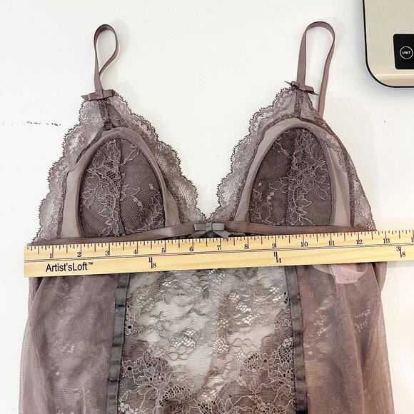 Victoria's Secret Gray Lace Teddy Dress Mini Lingerie - Size Medium - Picture 7 of 8